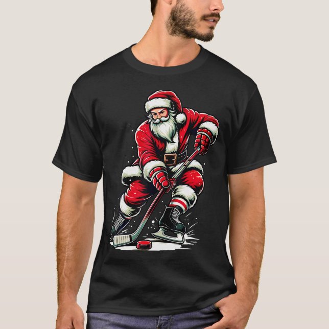 Camiseta Papais noeis De Esporte De Natal Jogam Umas De Hóq (Frente)