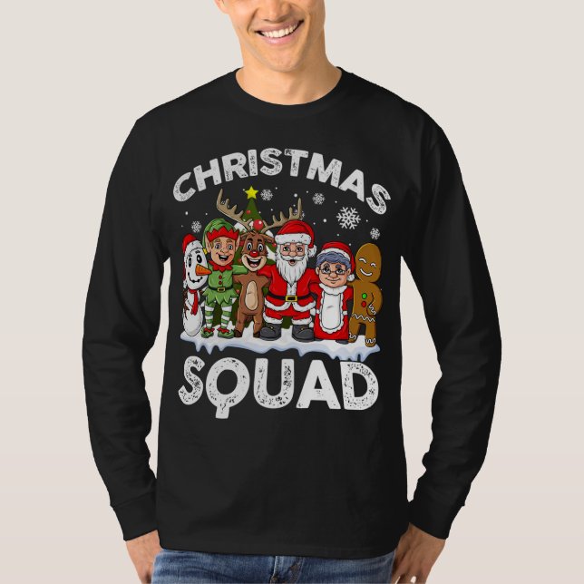 Camiseta Papais noeis de Esquadrão de Natal Reindeer Elf Sn (Frente)