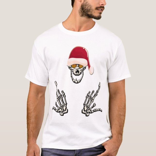 Camiseta Papais noeis De Esqueleto Com Cavalos Diabos (Frente)