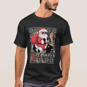 Camiseta Papais noeis De Estilo De Xmas Andando De Pássaro