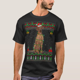 Camiseta Papais noeis de estilo doce no Xmas Vizsla Dog