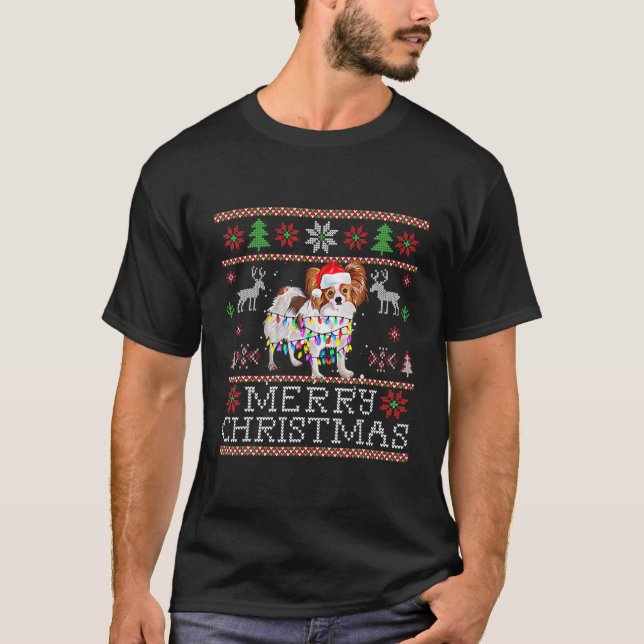 Camiseta Papais noeis de Férias de Natal do Cachorro Santa  (Frente)