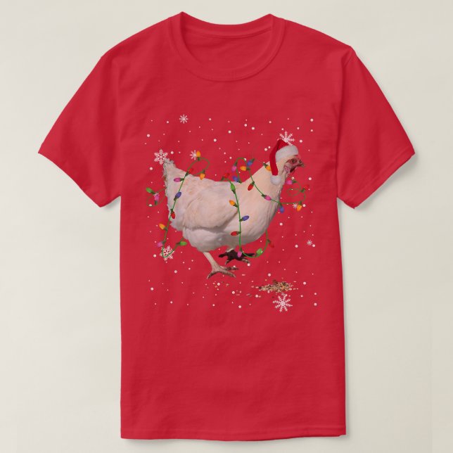 Camiseta Papais noeis De Frango À Lua De Natal Engraçado Ár (Frente do Design)