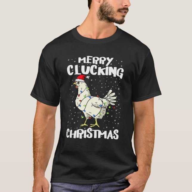 Camiseta Papais noeis de frango à luz do Natal Feliz do Paj (Frente)