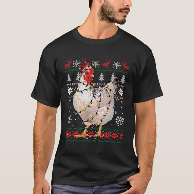 Camiseta Papais noeis De Frango Engraçados Engraçados Façad (Frente)