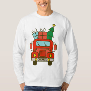 Camiseta Papais noeis de frente de caminhão Feliz Natal