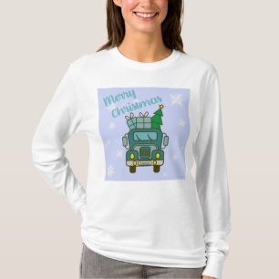Camiseta Papais noeis de frente de caminhão Feliz Natal