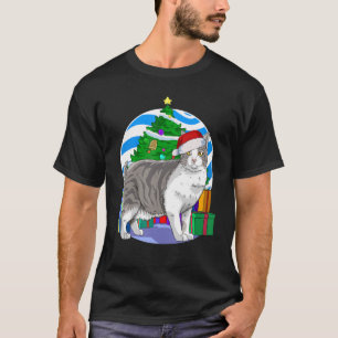 Camiseta Papais noeis de Gato de Manx Decoração de Árvore d