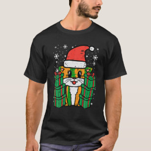 Camiseta Papais noeis De Gato De Natal Fofo Xmas Meninas Mi