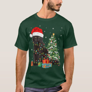 Camiseta Papais noeis De Gato Preto Tangidos Nas Luzes De N