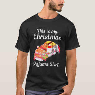 Camiseta Papais noeis De Gato Sushi Cute Este É O Meu Nata