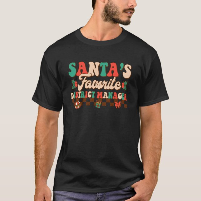 Camiseta Papais noeis de Gerente Distrital Holly Xmas Chri  (Frente)