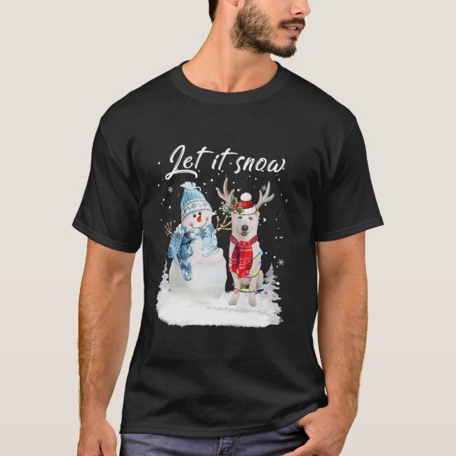 Camiseta Papais noeis de german shepherd Cachorro Natal Sno (Frente)