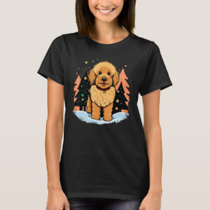 Camiseta Papais noeis de Goldendoodle do Natal no Pordão do