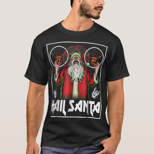 Camiseta Papais noeis de granizo Feliz Natal Feio de Metal (Frente)