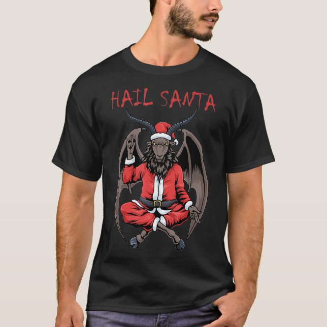 Camiseta Papais noeis de granizo Satanás Goat Baphomet Athe (Frente)