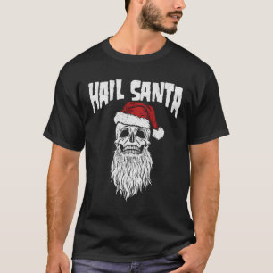 Camiseta Papais noeis de granizo Vintage Skull Santa Hat Re