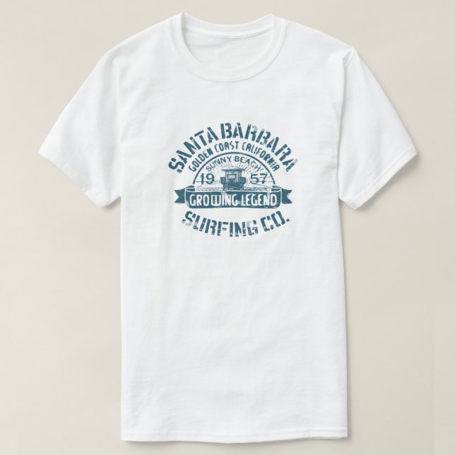 Camiseta Papais noeis de homens Barbara Surfing Co, | Retro (Frente do Design)