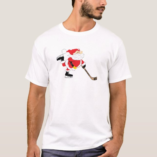 Camiseta Papais noeis de hóquei A Patinar Natal (Frente)
