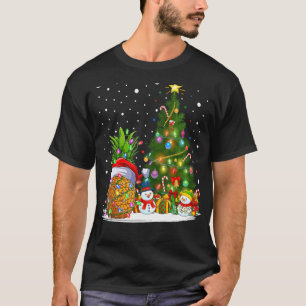 Camiseta Papais noeis de iluminação das árvores do abacaxi 