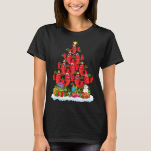 Camiseta Papais noeis De Iluminação De Árvores De Lagostas