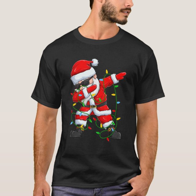 Camiseta Papais noeis De Iluminação De Natal Xmas Dabbing S (Frente)