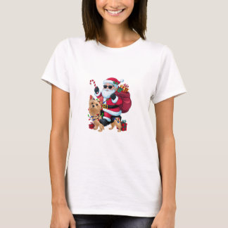 Camiseta Papais noeis de Iluminação do Natal Andando no Yor