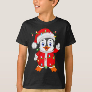 Camiseta Papais noeis de Iluminação do Pinguim Xmas Cristo