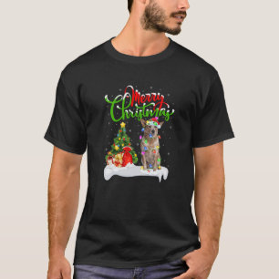 Camiseta Papais noeis de Iluminação do Xmas - Cão de Bovino