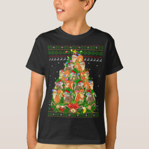 Camiseta Papais noeis De Iluminação Do Xmas Chipmunk Ugly C