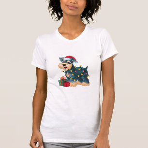 Camiseta Papais noeis de Iluminação do Xmas Giant Schnauzer