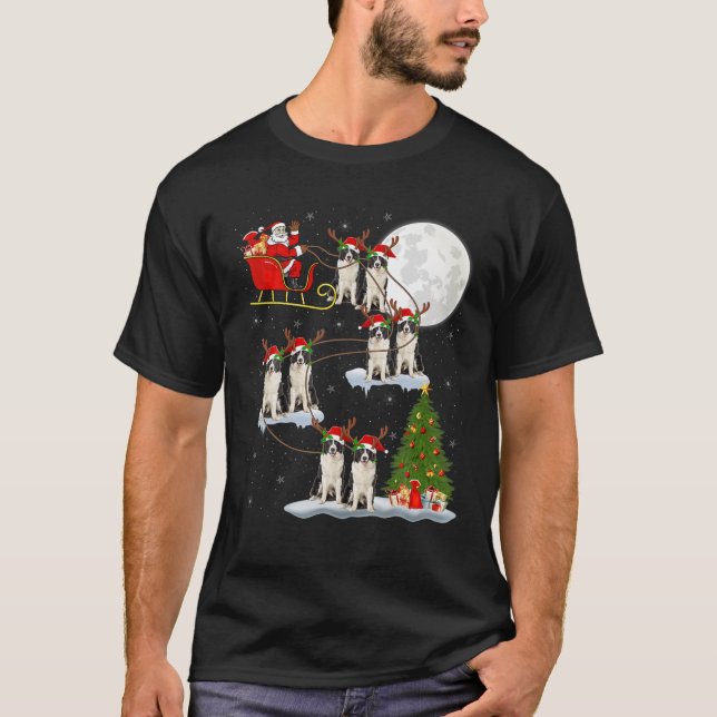 Camiseta Papais noeis De Iluminação Do Xmas Que Andam No Ch (Frente)
