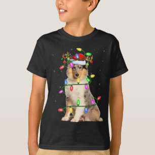 Camiseta Papais noeis De Iluminação Feriada Do Xmas Em Coll