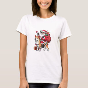 Camiseta Papais noeis De Iluminação Xmas Andando No Natal D