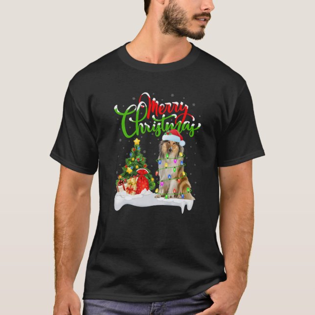 Camiseta Papais noeis De Iluminação Xmas Correspondentes Ao (Frente)