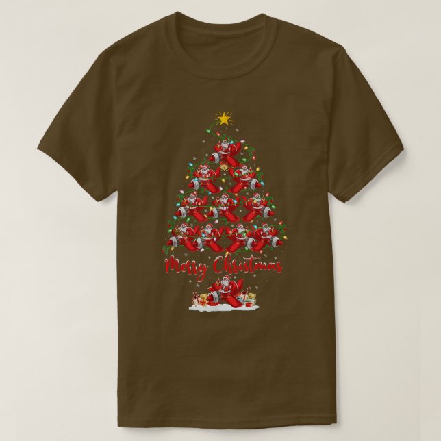 Camiseta Papais noeis De Iluminação Xmas Para O Avião De Na (Frente do Design)