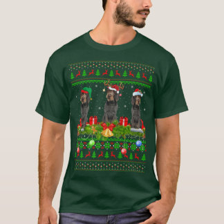 Camiseta Papais noeis De Iluminação Xmas Ponteiro Wirehaire
