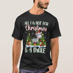 Camiseta Papais noeis De Iluminação Xmas Tudo O Que Quero
