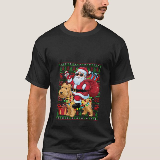 Camiseta Papais noeis De Luzes De Natal Feias Que Andam Em  (Frente)