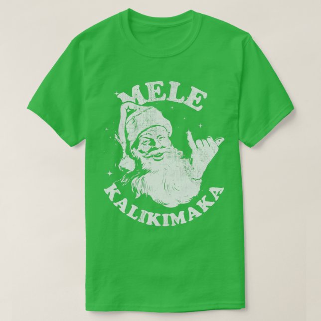 Camiseta Papais noeis de Mele Kalikimaka Shaka Hawaii (Frente do Design)