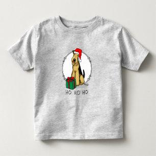 Camiseta Papais noeis de Natal Airedale Terrier HO HO Cute
