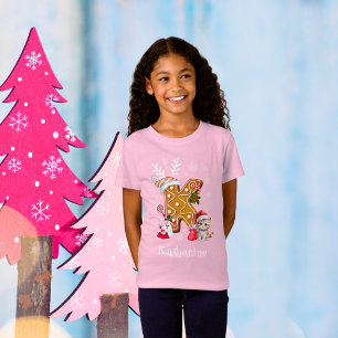 Camiseta Papais noeis de Natal Alphabet K Girl