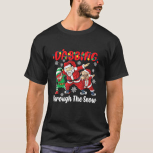 Camiseta Papais noeis De Natal Amigos Pug Dabbing Através D