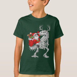Camiseta Papais noeis de Natal Andando Dinossauro Deer Xmas