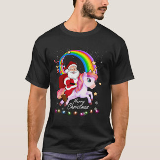 Camiseta Papais noeis de Natal Andando no Unicorn Xmas Ofer
