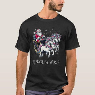 Camiseta Papais noeis De Natal Andando No Unicórnio Xmas Ra