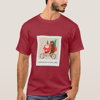 Camiseta Papais noeis de Natal Andando Urso de Bike