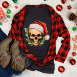 Camiseta Papais noeis de Natal assustadoras Caveira