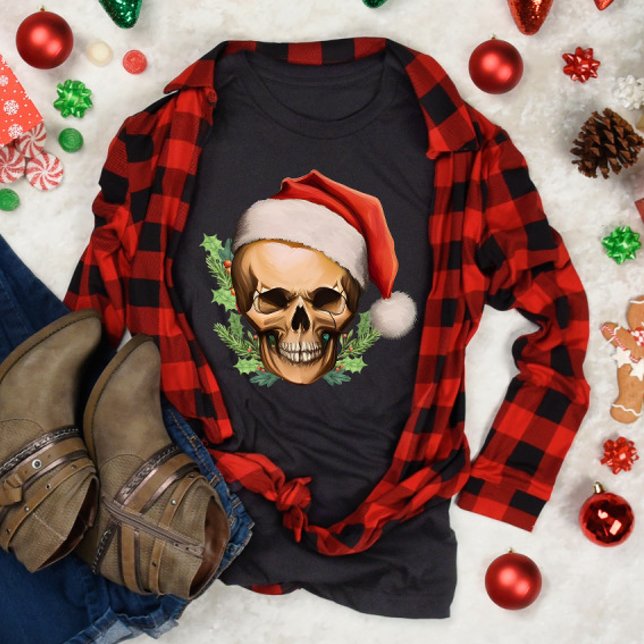 Camiseta Papais noeis de Natal assustadoras Caveira (Criador carregado)