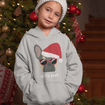 Camiseta Papais noeis de Natal Blue Tan Buldogue Francês<br><div class="desc">Papais noeis Paws vem para a cidade! Este buldogue francês azul e bronzeado está pronto para as férias de Natal vestindo um chapéu vermelho de Papai Noel e,  claro,  não esquecendo os óculos de sol na moda.</div>